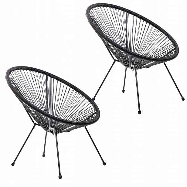 Sada 2 x zahradní křeslo Acapulco Černé 70x73x80 Homla