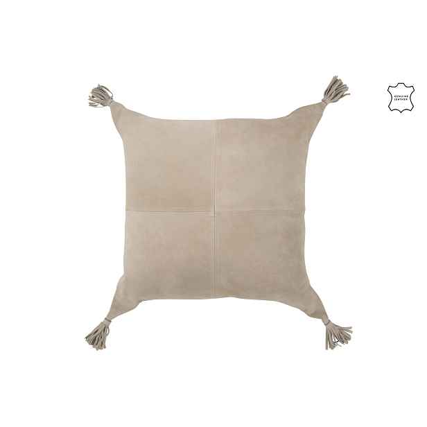 Šedý kožený polštář se střapci Tasse - 45*8*45 cm J-Line by Jolipa