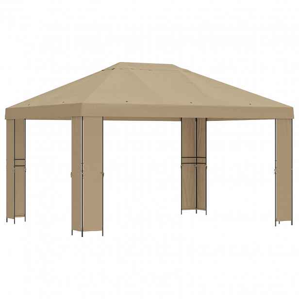 vidaXL Altán 4 × 3 m Béžová Polyester a ocel 190 gsm