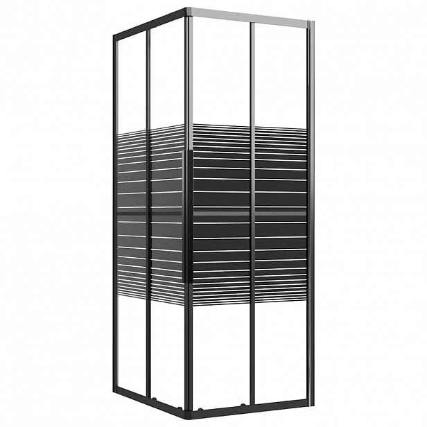 vidaXL Sprchový kout s pruhovaným vzorem ESG 90 x 70 x 180 cm černý