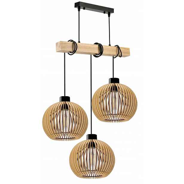 Dřevěná závěsná stropní lampa Lustr Zwis Loft Kula Dřevo E27