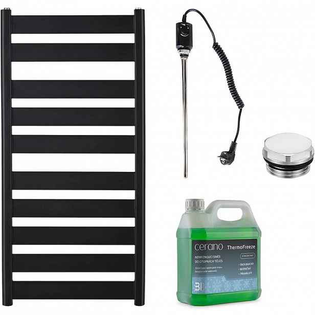 Koupelnový elektrický radiátorový set Marco - 600W - černá matná - 1125x550 mm