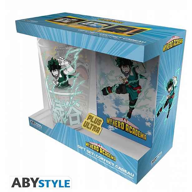 My Hero Academia Akademie hrdinů Sklenice Notes Připínáček Originální Box