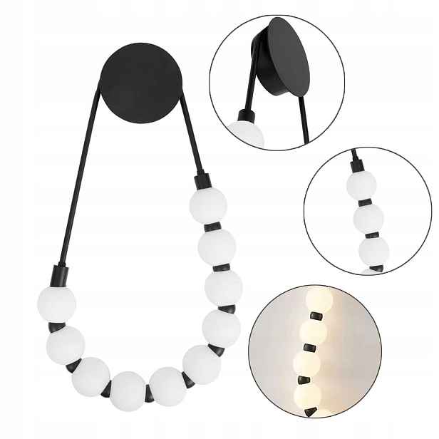 Nástěnné Led svítidlo Kovové Černé Bílé Mléčné Kule Nástěnná Led lampa Korálky