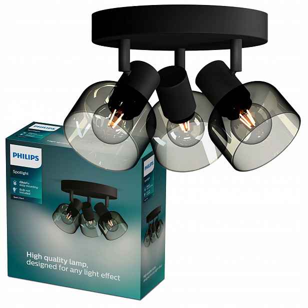 Stropní Svítidlo Reflektor Nástěnný Stropní Svítidlo 3x E14 Led Černá Sleet Philips