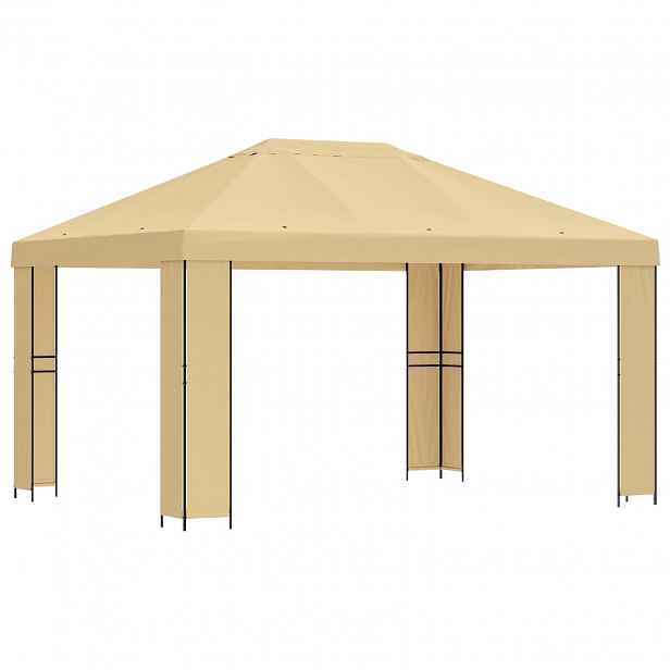 vidaXL Altán 4 × 3 m Krémová Polyester a ocel 190 gsm