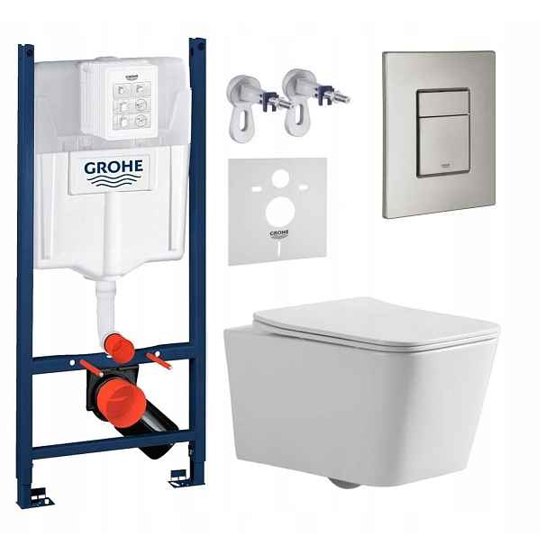 Wc sada Grohe Rapid s mísou Bilovec a tlačítkem nerezová ocel matná