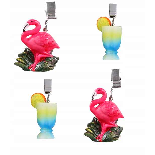 Zátěžové závaží klipy na ubrus 4 kusy Plameňák Drink