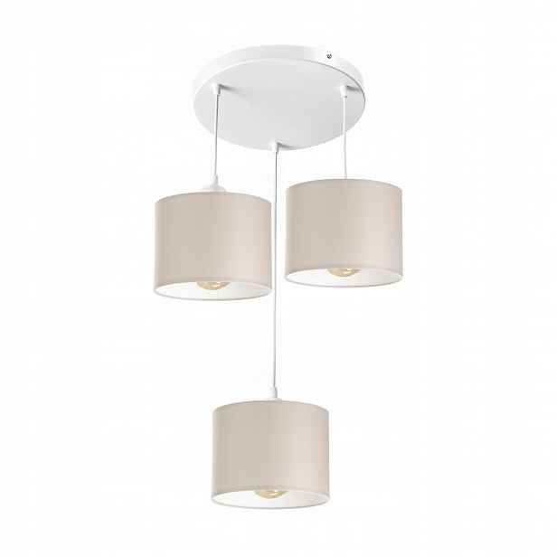 Závěsná Stropní Lampa Lustr Kulatá S Stínítkem Světlý Kašmír Béžová