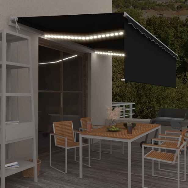 Automatická markýza s roletou a LED světlem 450x300 cm Dekorhome Antracit