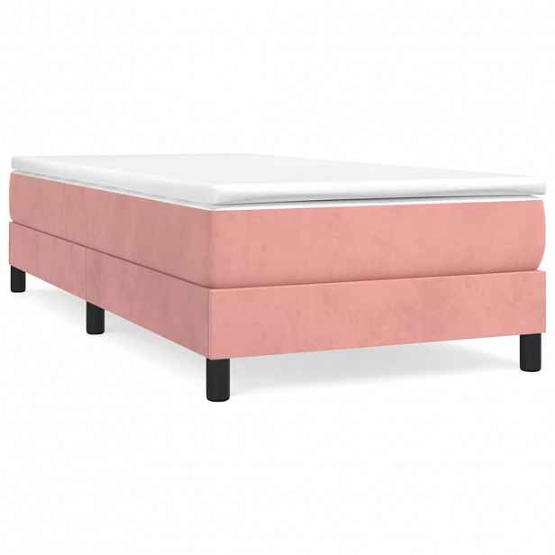 vidaXL Box spring postel s matrací růžová 90x200 cm samet