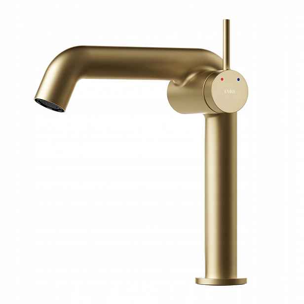 Emke Bathroom Faucet, Champagne Gold, Single-Handle Brass Mixer s pletí