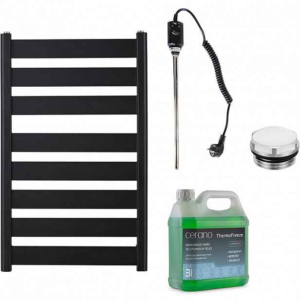 Koupelnový elektrický radiátorový set Marco - 600W - černá matná - 920x550 mm