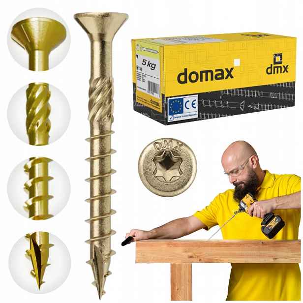 Tesařské Vruty 4x30 Kuželové Torx 5 kg Do Dřeva Domax Cs Zlaté