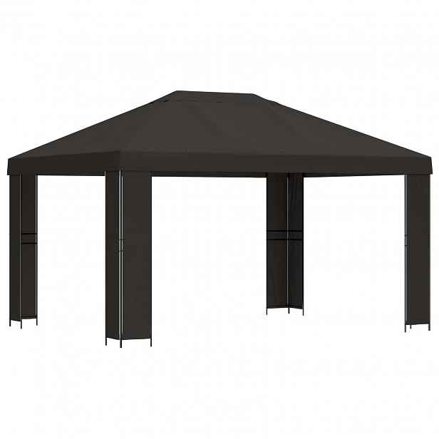 vidaXL Altán 4 × 3 m Antracitová Polyester a ocel 190 gsm
