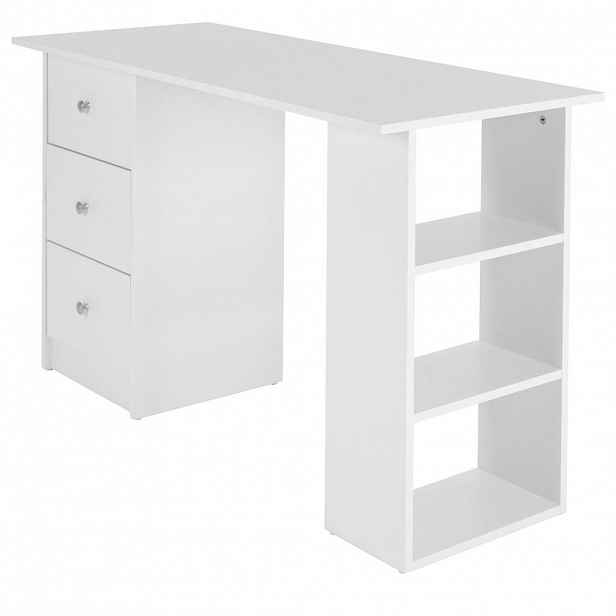 ML-DESIGN PSACÍ STŮL, bílý, 120 x 49 x 72 cm, se 3 zásuvkami a 3 policemi
