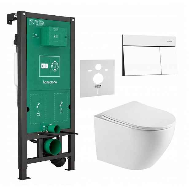 7v1 Podomítková Sada Wc Stelaz Hansgrohe iFrame, Wc Mísa Tornado Tlačítko