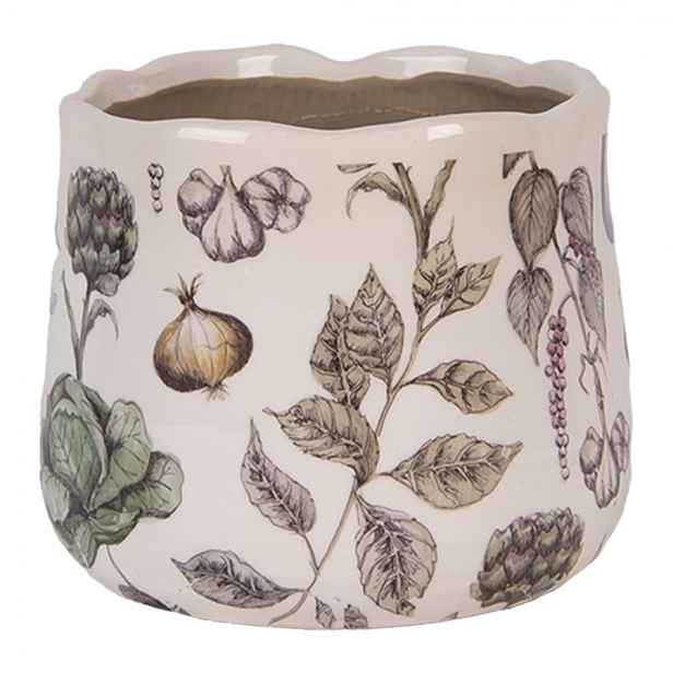 Keramický obal na květináč zelenina The Kitchen Garden S - Ø 14*12 cm Clayre & Eef