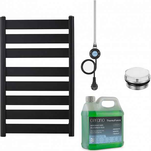 Koupelnový elektrický radiátorový set Marco - WIFI - 600W - černá matná - 920x550 mm