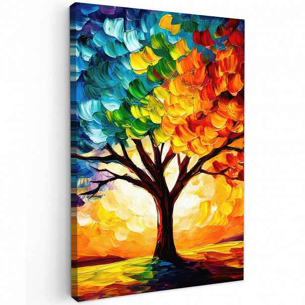 MuchoWow OBRAZ NA PLÁTNĚ Strom - umění - příroda - západ slunce 20x30 cm
