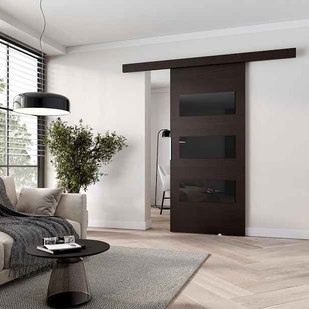 Posuvné dveře na stěnu BARRET 5 - 76 cm, wenge