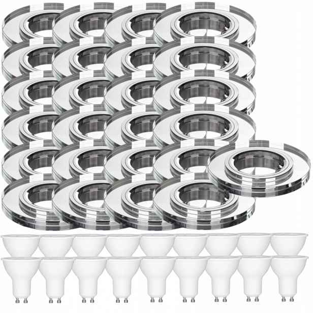 25 x Skleněné Stropní Svítidlo Zapuštěné Do Stropu Křišťál Led Žárovky 1.5 W