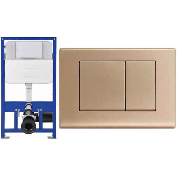 Podlahový rám pro Wc Aqua Slim 8 cm hluboký tlačítko Alto 5 zlatý 5 ma