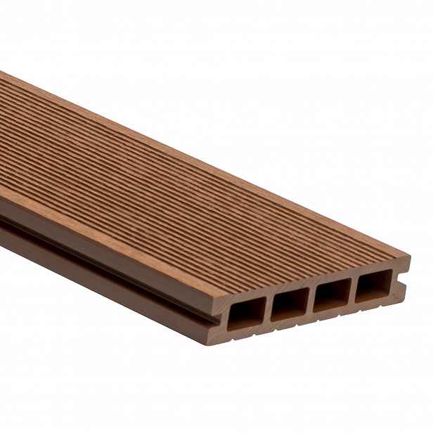 Prkno terasové dřevoplastové WPC PERI duté odstín teak 140×25×2900 mm