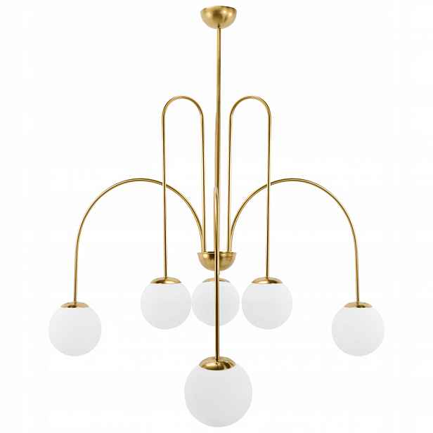 Závěsná Stropní Lampa Toolight Zlatá Kovová S Bílými Stínítky, Koule