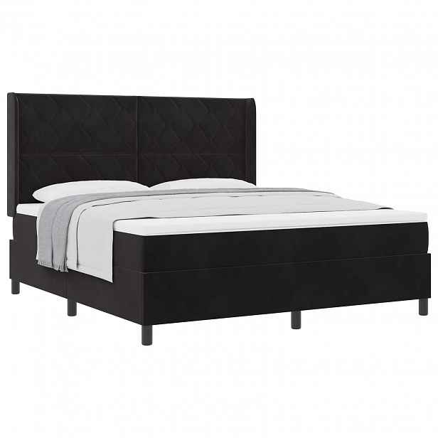 vidaXL Postel s boxspringem s čelo Černá 180 x 200 cm samet