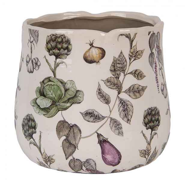 Keramický obal na květináč zelenina The Kitchen Garden L - Ø 21*19 cm Clayre & Eef