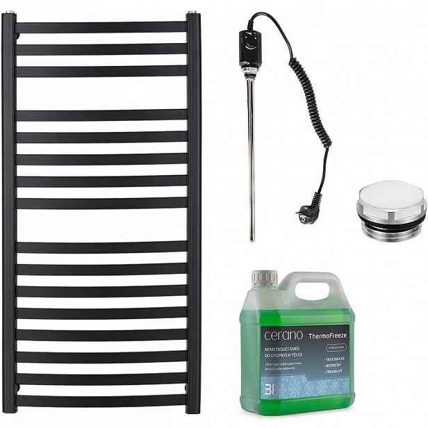Koupelnový elektrický radiátorový set Paolo - 600W - černá matná - 1090x550 mm