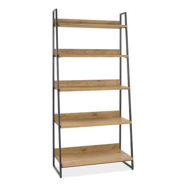 LivinHill Knihovna Indus 90 cm z masivu dub přírodní/grafit