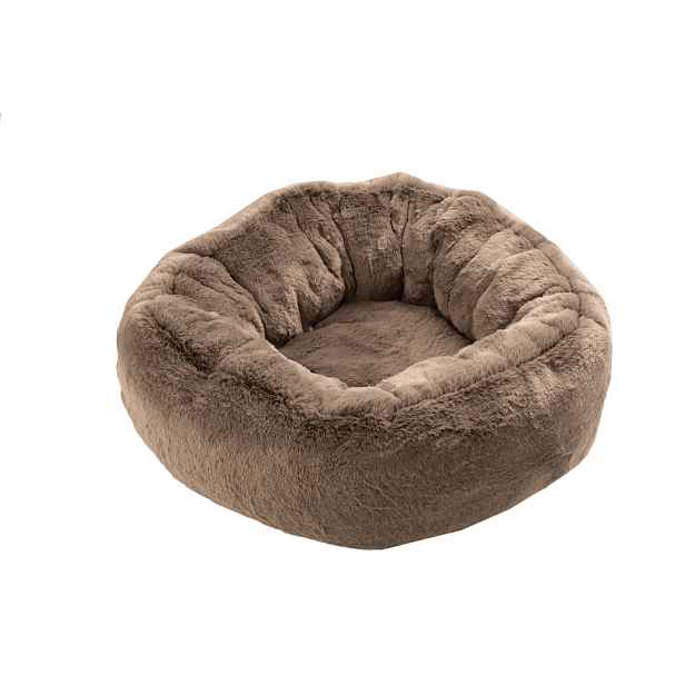 Taupe chlupatý kulatý pelíšek pro kočičku Rondi - Ø 50*19 cm J-Line by Jolipa