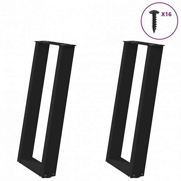 vidaXL Nohy konzolového stolku ve tvaru U, 2 ks, černé, 38 x (72-73) cm, ocel
