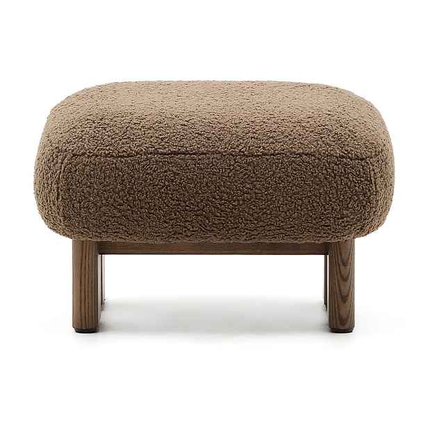 Hnědá podnožka z textilie bouclé Nema – Kave Home
