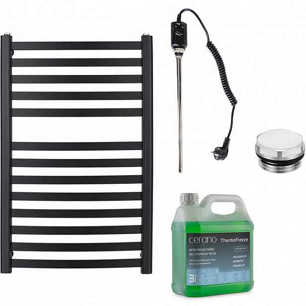 Koupelnový elektrický radiátorový set Paolo - 600W - černá matná - 850x550 mm