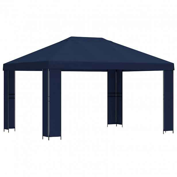 vidaXL Altán 4 × 3 m Modrá Polyester a ocel 190 gsm