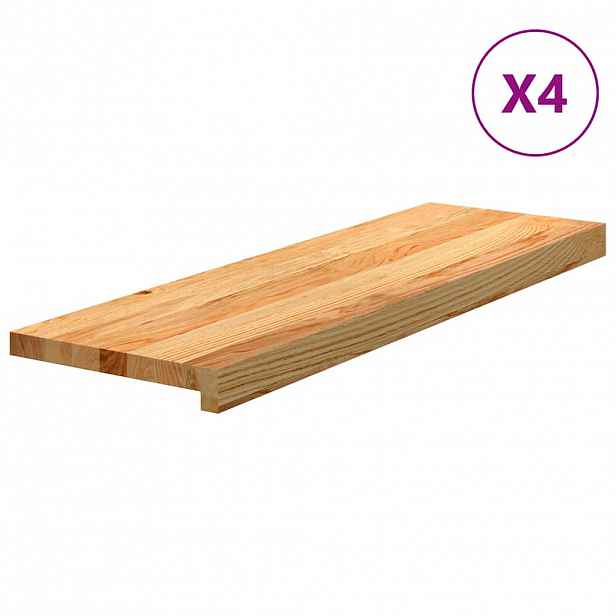 vidaXL Nášlapy na schody 4 ks světle hnědé 80x30x2 cm masivní dub