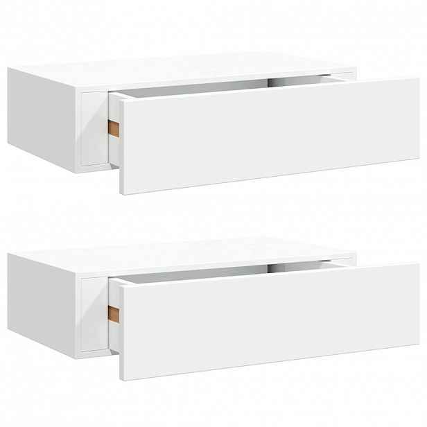 vidaXL Nástěnné police se zásuvkou 2 ks bílé 40 x 23,5 x 10 cm MDF