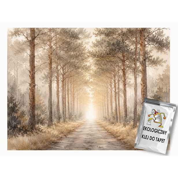 Fototapeta Flizelina Akvarel Krajina Les Stromy Cesta Mlha 416x290 130g
