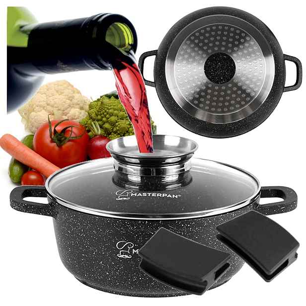 Hrnec 24 cm 4,5 l s víkem, indukce a plyn, silikonové chňapky