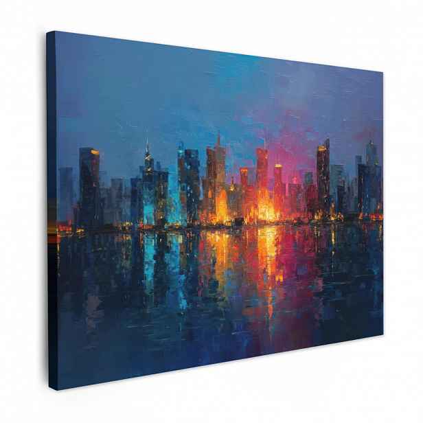 MuchoWow OBRAZ NA PLÁTNĚ Panorama - Tahy štětcem - Tmavě modrá - Světelná 80x60 cm