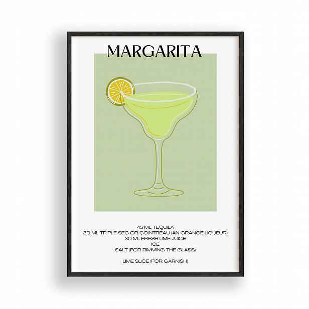 Obraz Margarita Drink Plakát Rámeček Dřevěný Černý 30x42 cm