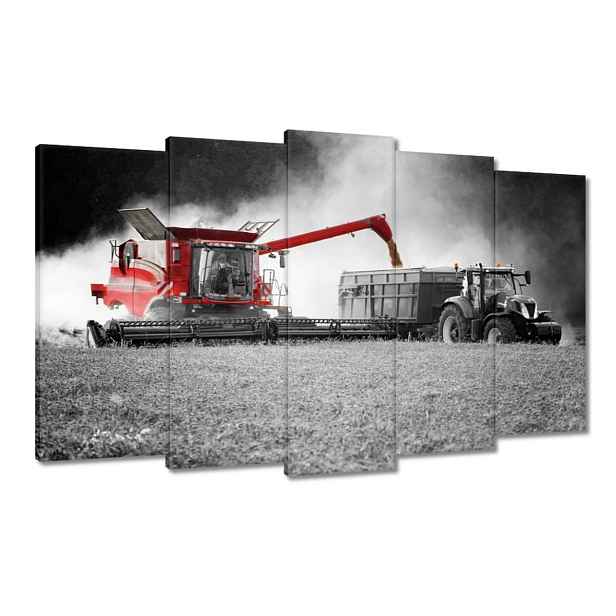Obrazy 100x60 Červený traktor Žniva