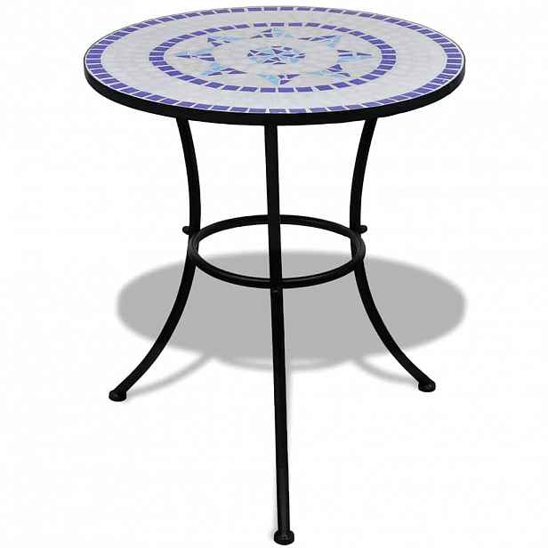vidaXL Bistro stolek modrý a bílý 60 cm mozaika