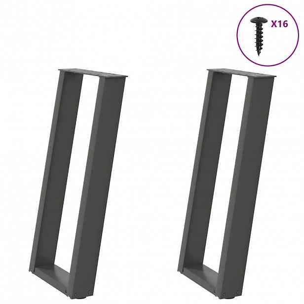 vidaXL Nohy konzolového stolku ve tvaru U 2 ks antracitové 38 x (72-73) cm ocelové