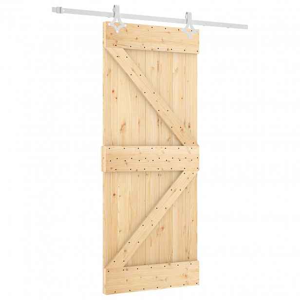 vidaXL Posuvné dveře Přírodní a bílá 85 x 210 cm Masivní borové dřevo