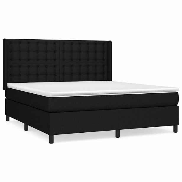 vidaXL Box spring postel s matrací černá 180x200 cm textil