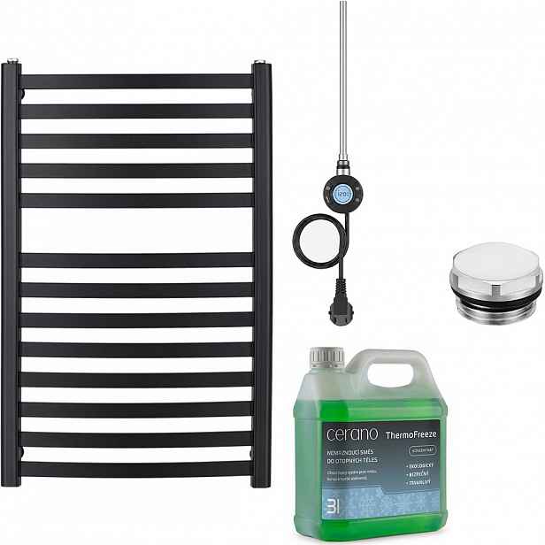 Koupelnový elektrický radiátorový set Paolo - WIFI - 600W - černá matná - 850x550 mm
